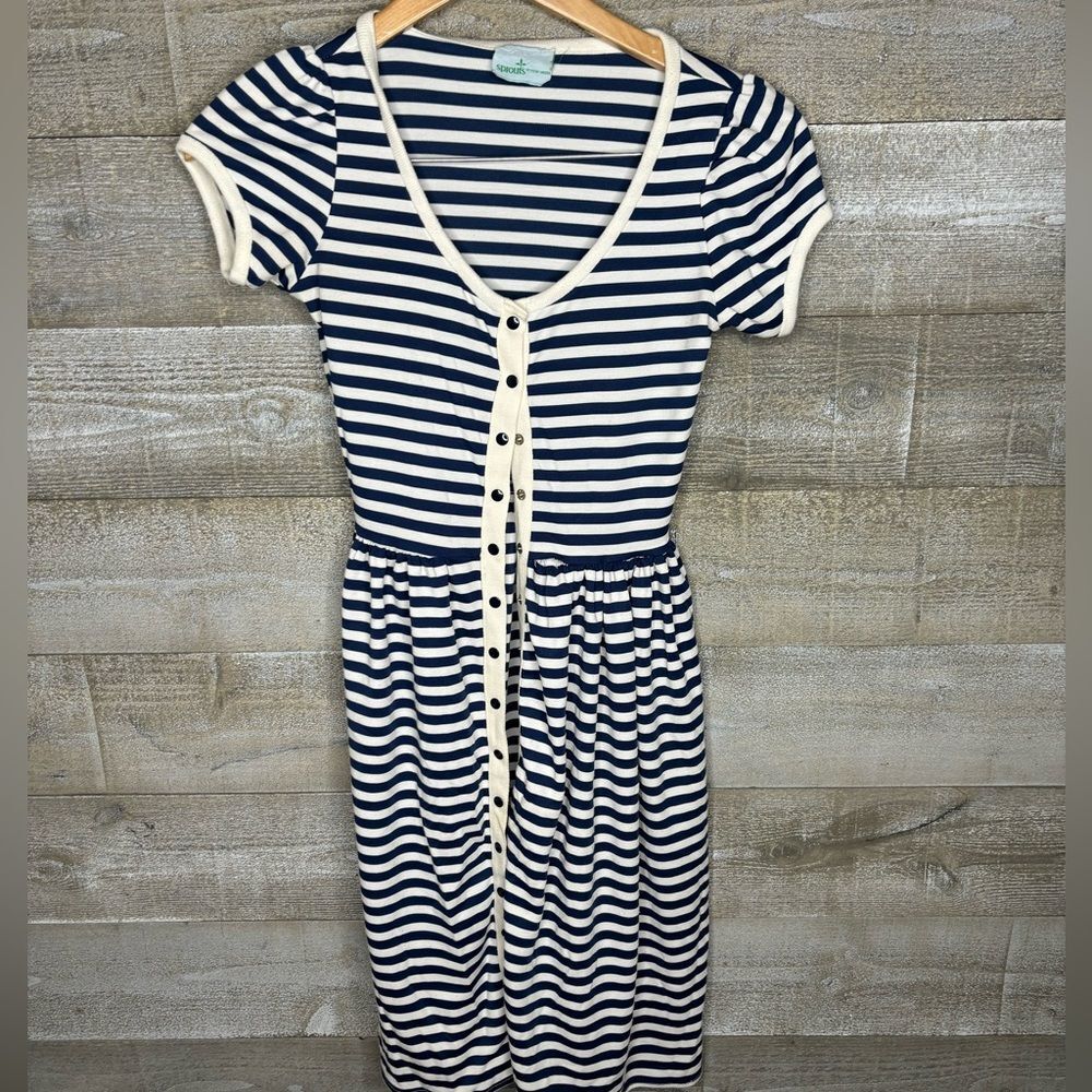 Sprouts by Vicky Vaughn XS vintage nautical striped button down dress